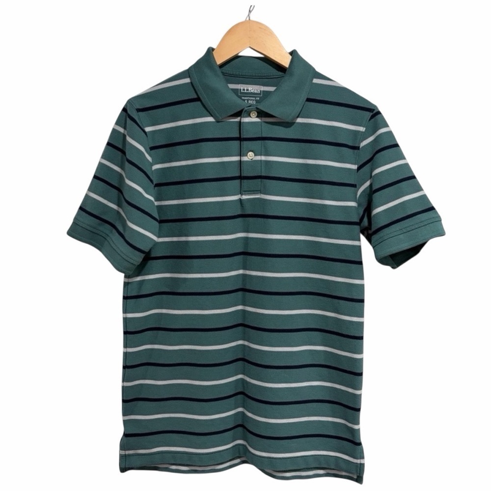 L.L. Bean Men's Striped Traditional Fit Short Sleeve Polo 100% Cotton